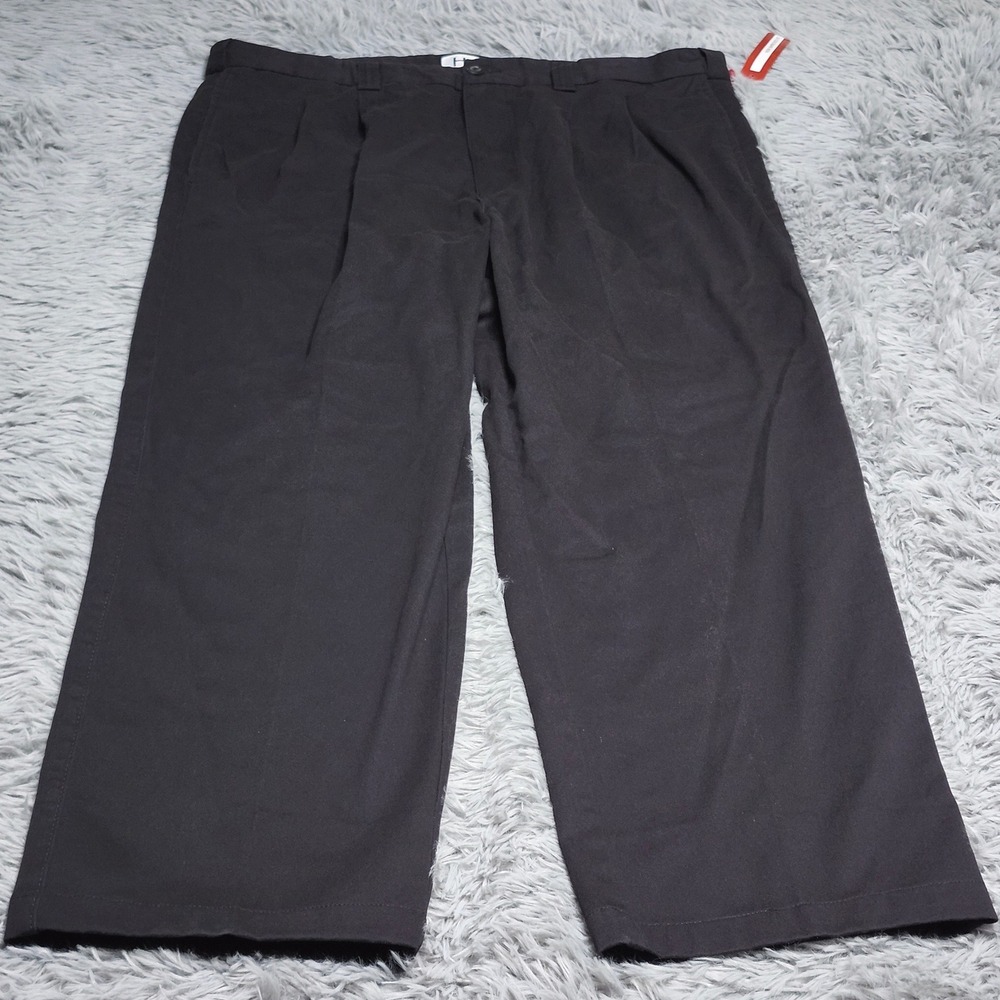 Harbor Bay Pants Mens 40R 40x29 Pleated Waist Relaxer Black Cotton Chino NWT